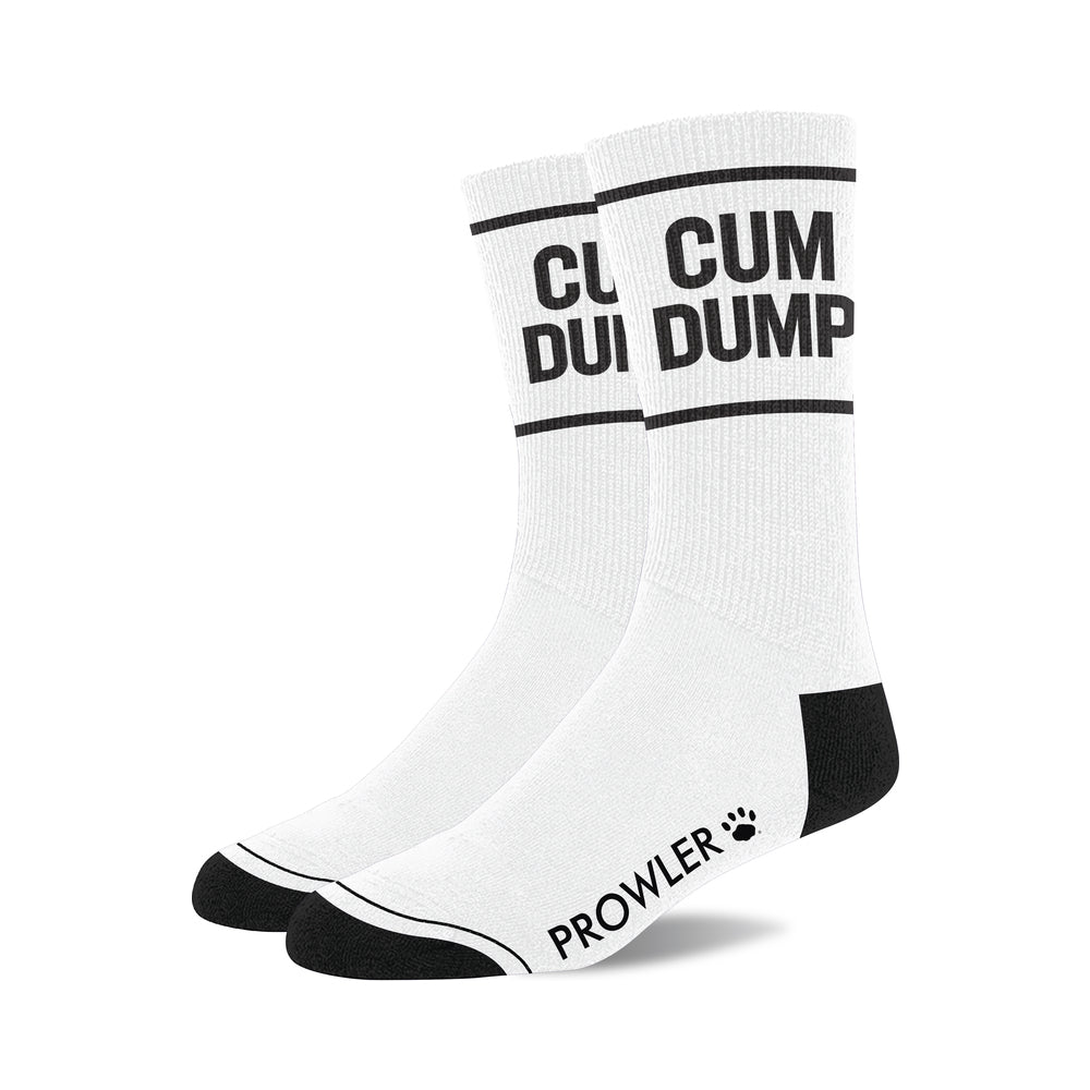 Prowler RED Cum Dump Socks Prowler RED Cum Dump white cotton socks pair with black Cum Dump cuffs black heels and black toes