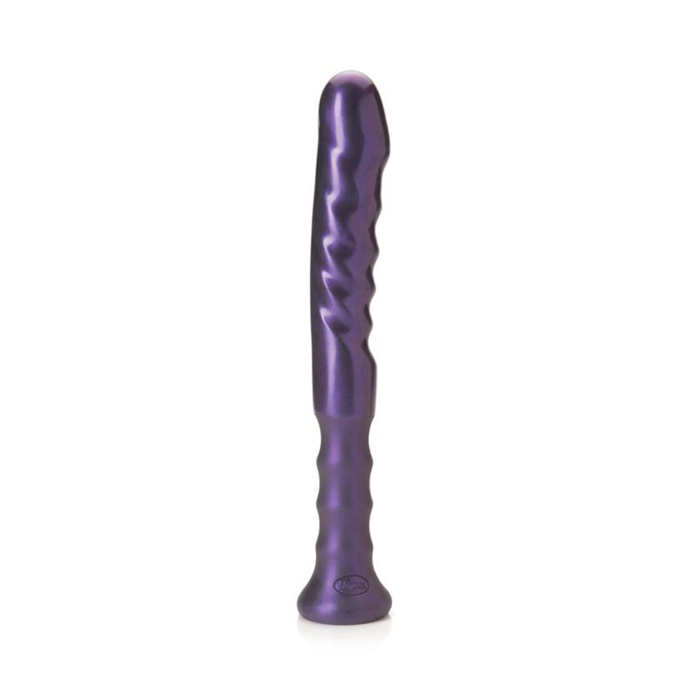 Tantus Echo Handle Dildo Amethyst Purple Tantus Echo handle dildo with repeating ridges and tapered shaft