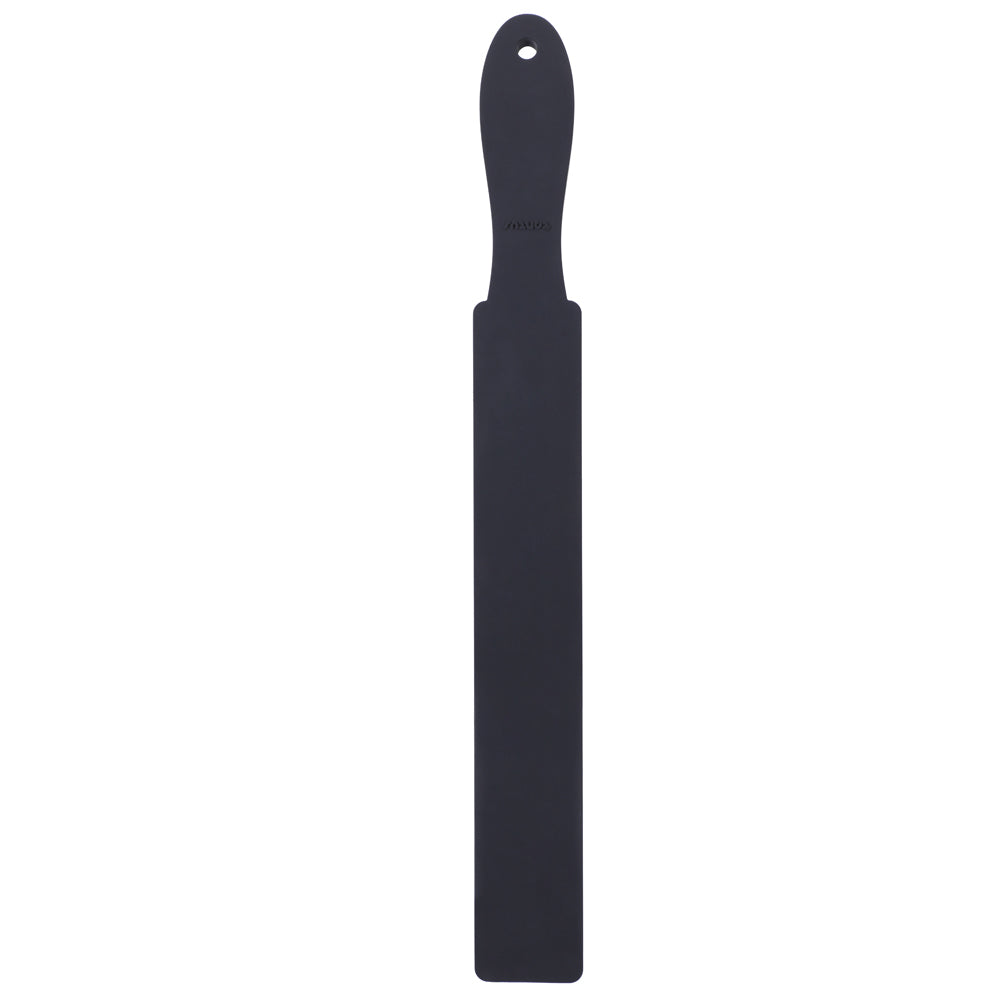 Tantus Snap Strap Paddle Onyx (Hanging) Upright black Tantus Snap Strap paddle with long rectangular panel