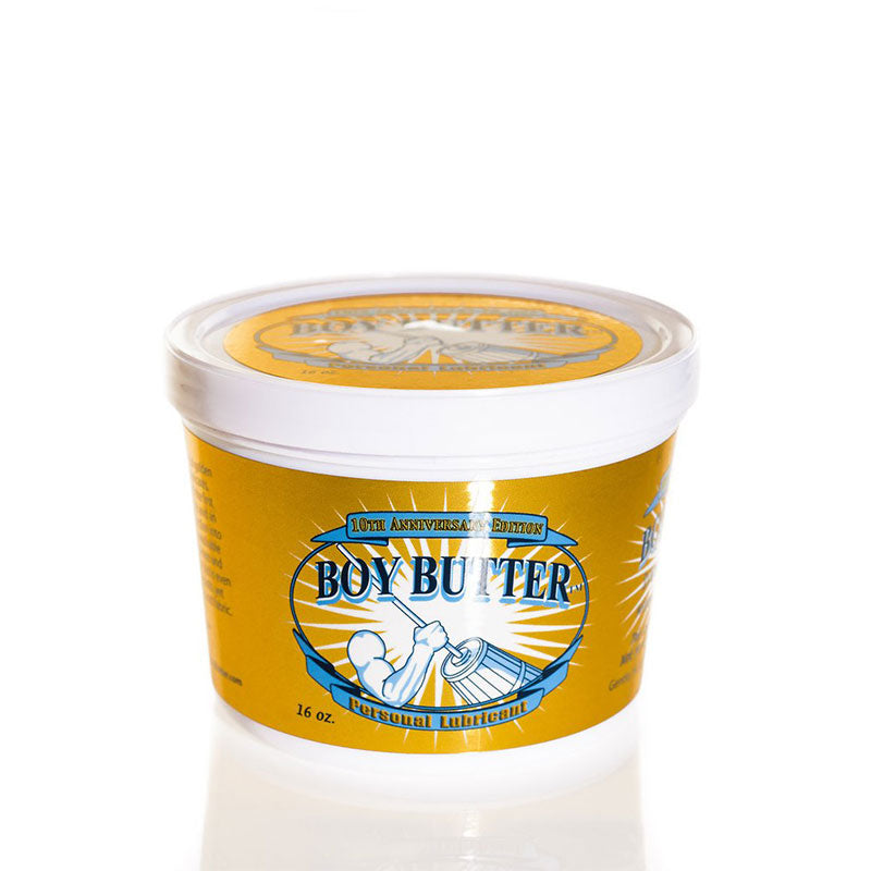 Boy Butter Gold Anniversary Edition 16oz Boy Butter Gold Anniversary 16 oz white tub with metallic gold label