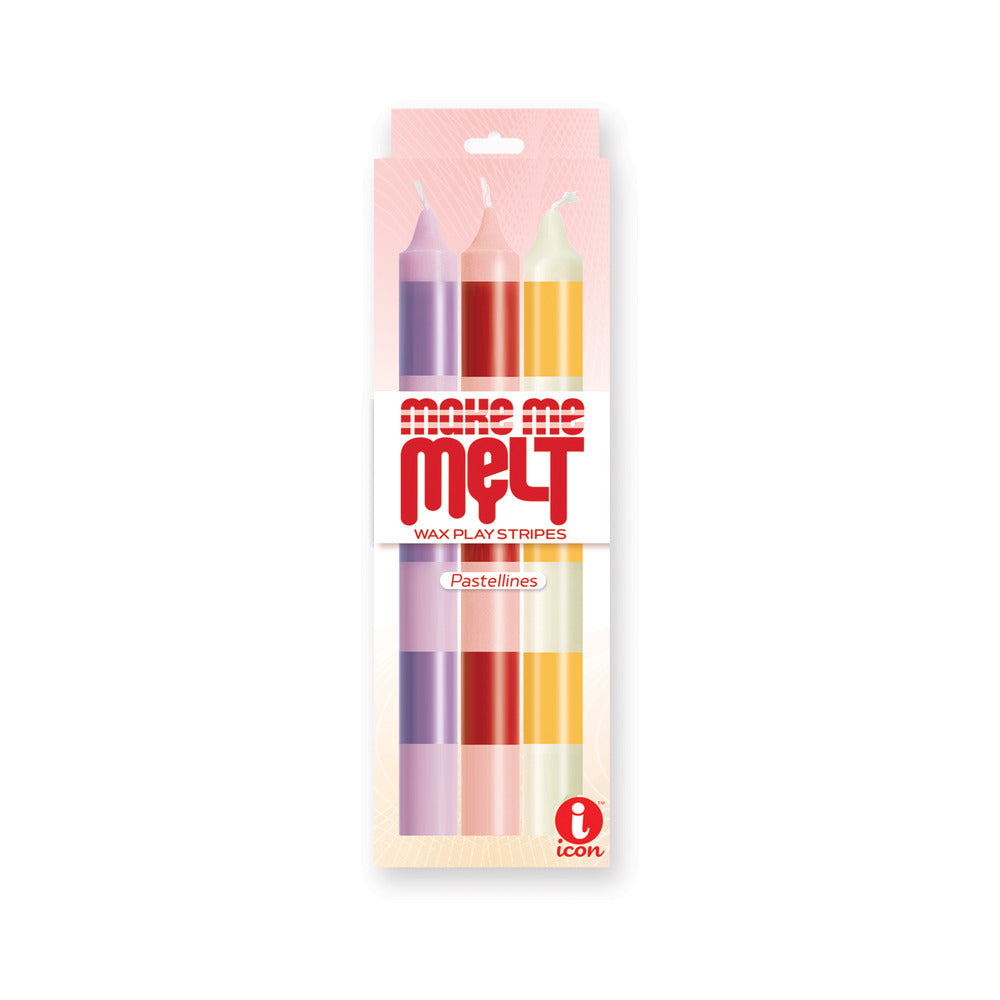 The 9''s Make Me Melt Sensual Warm Drip Candles 3pk Stripes Pastellines The 9''s Make Me Melt Sensual Warm Drip Candles 3pk Stripes Pastellines