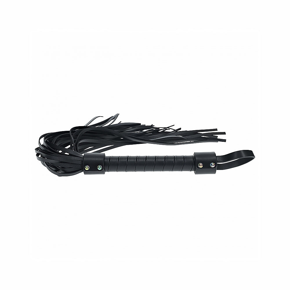 Ouch! International Venice Collection Flogger black bonded-leather flogger with wrapped handle and loop end
