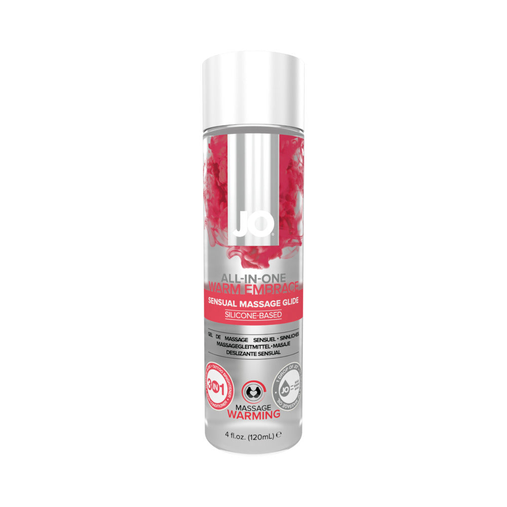 JO All-In-One Sensual Massage Glide Warming 4 oz. System JO Warm Embrace four-ounce silicone massage glide bottle