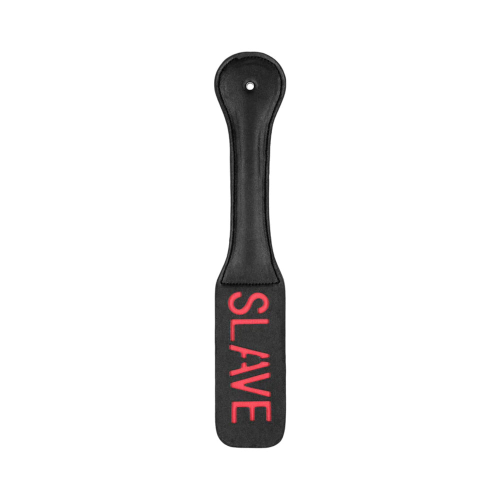 Ouch! ''Slave'' Paddle Black Black Ouch paddle with red SLAVE lettering and rounded handle