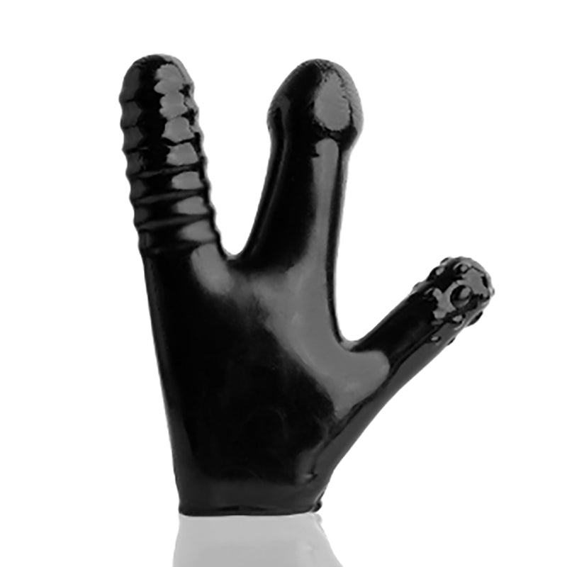 CLAW glove, black Oxballs CLAW glossy black three-prong glove with varied textures