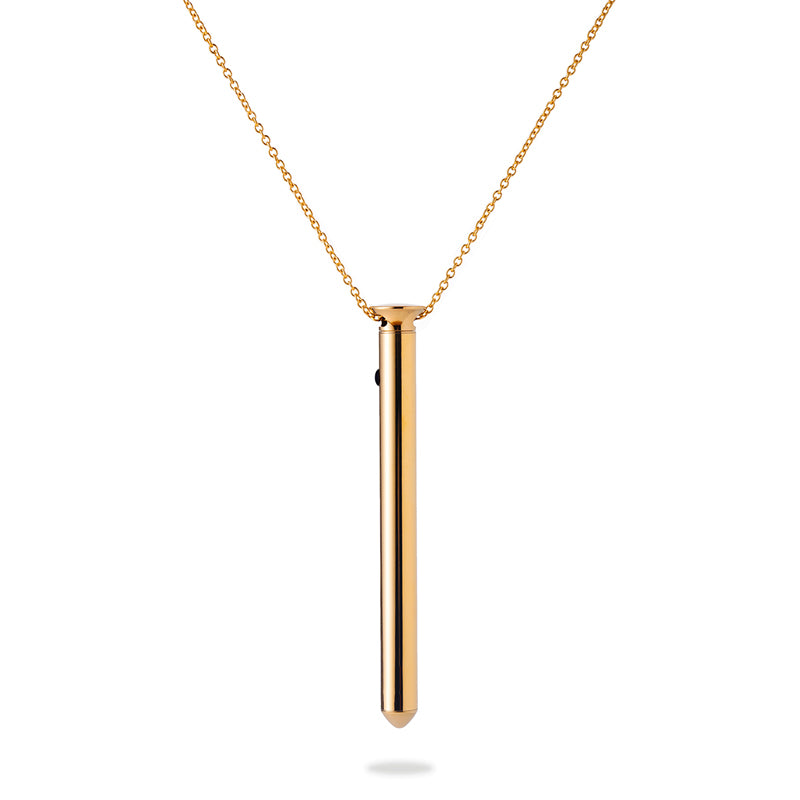 Crave Vesper 2 24kt Gold Plated Crave Vesper 2 gold cylindrical pendant vibrator on gold-tone chain