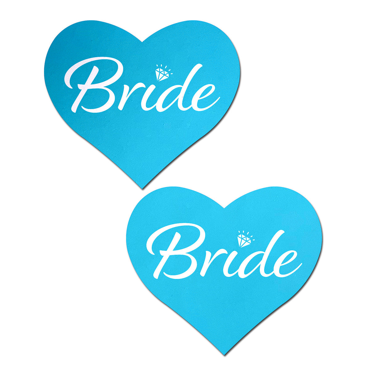 Pastease Bride Blue Heart Pasties robin's egg blue heart Pastease pasties with white Bride lettering