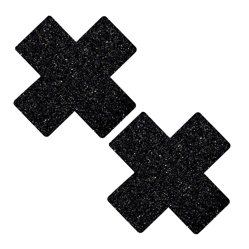 Neva Nude Pasty X Factor Glitter Black Pair of black glitter Neva Nude X-shaped pasties