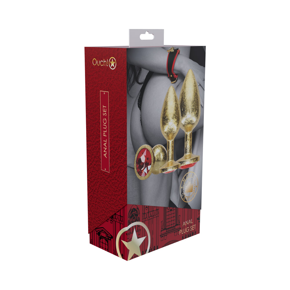 Ouch! International Milan Collection Metal Anal Plug Set Gold Ouch International Milan three-piece gold anal plug set box