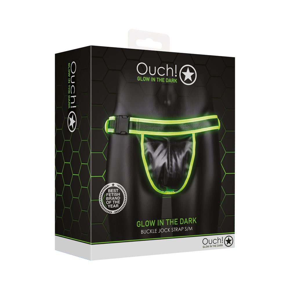 Ouch! Glow in the Dark Buckle Jock Strap Neon Green S/M Ouch neon-green buckle jock strap S/M retail box