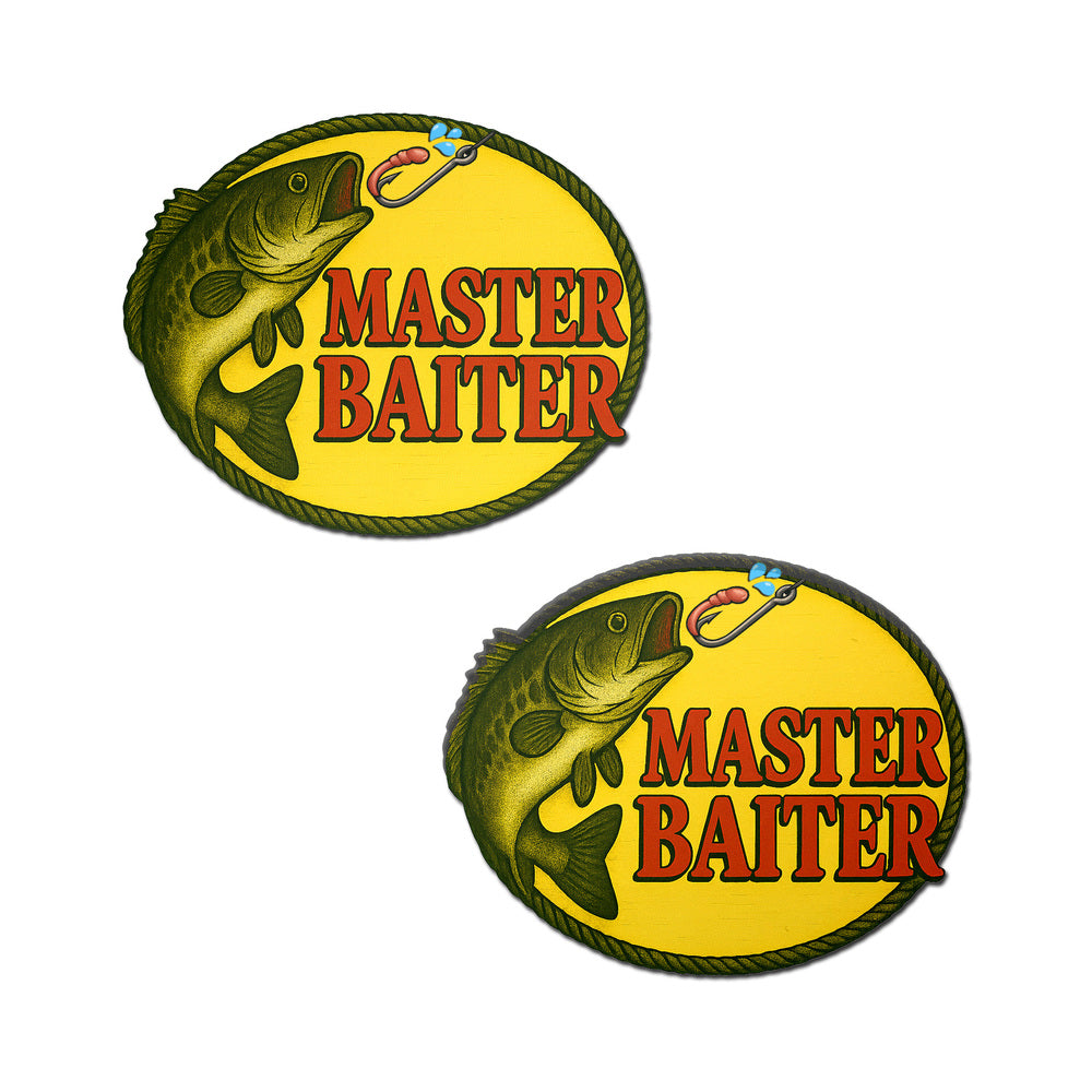 Pastease Master Baiter Bass Professional Nipple Covers Pastease pair of bass fish vinyl pasties with Master Baiter lettering