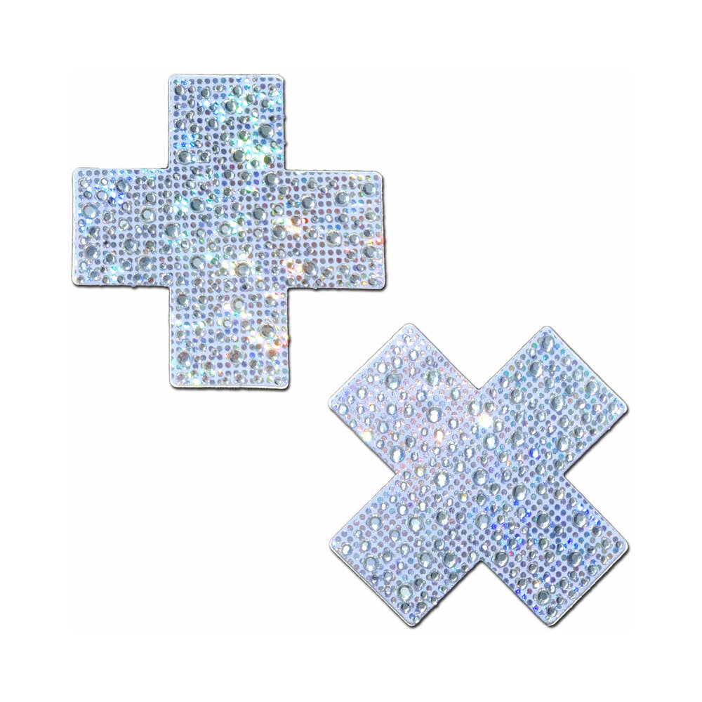 Pastease Crystal Sparkling Crosses Pasties Silver silver cross Pastease pasties covered with sparkling crystal detailing