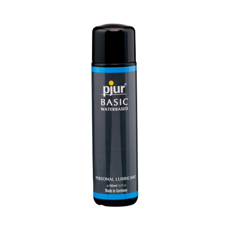Pjur Basic Waterbased Lubricant 100ml Slim black 100 ml pjur Basic water-based lubricant bottle with blue stripe