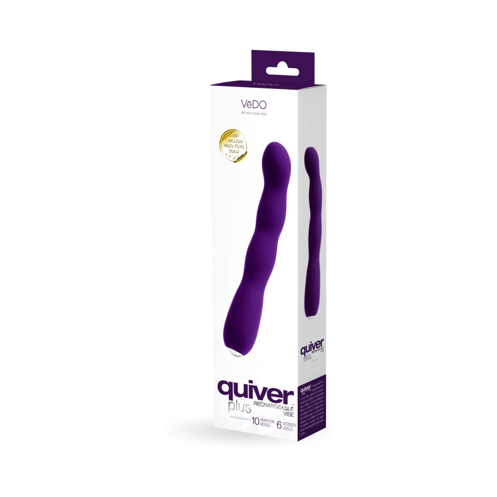 VeDO Quiver Plus Rechargeable Vibe Deep Purple Deep purple VeDO Quiver Plus vibrator in slim retail box