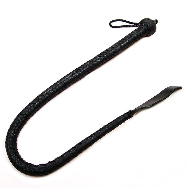 Rouge Devil Tail Whip Black Rouge Black Leather Devil Tail Whip full-length braided whip with tapered tail and wrist loop