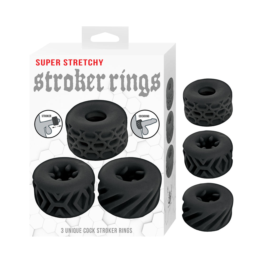 Super Stretchy Stroker Rings 3 Pack Black Super Stretchy Stroker Rings 3 Pack Black