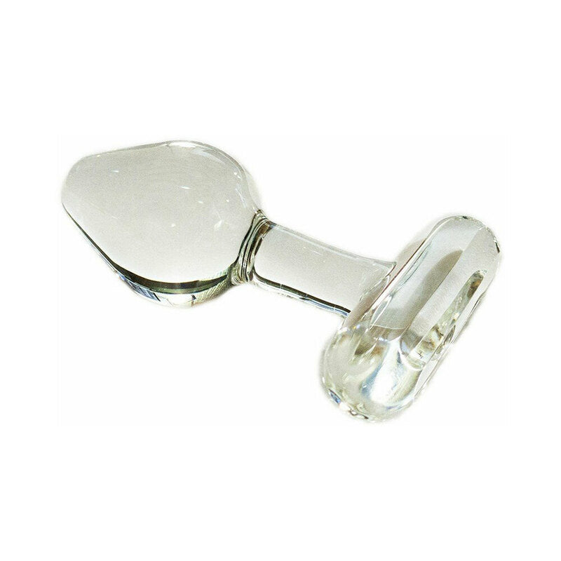 Crystal Delights T-Handle Plug Clear clear glass plug with rounded bulb and wide beveled T-handle base