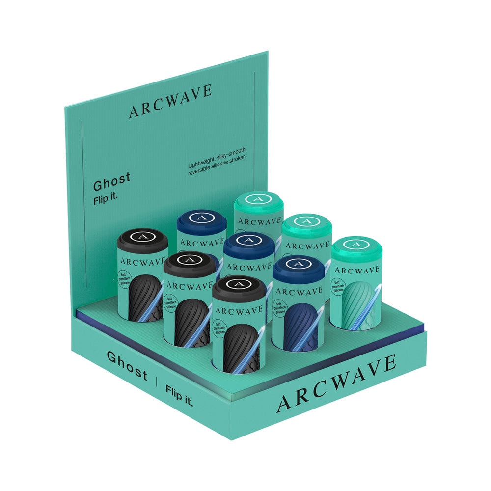 Arcwave Ghost Reversible Silicone Stroker 9-Piece Assorted Color Counter Display Arcwave Ghost nine-piece assorted counter display