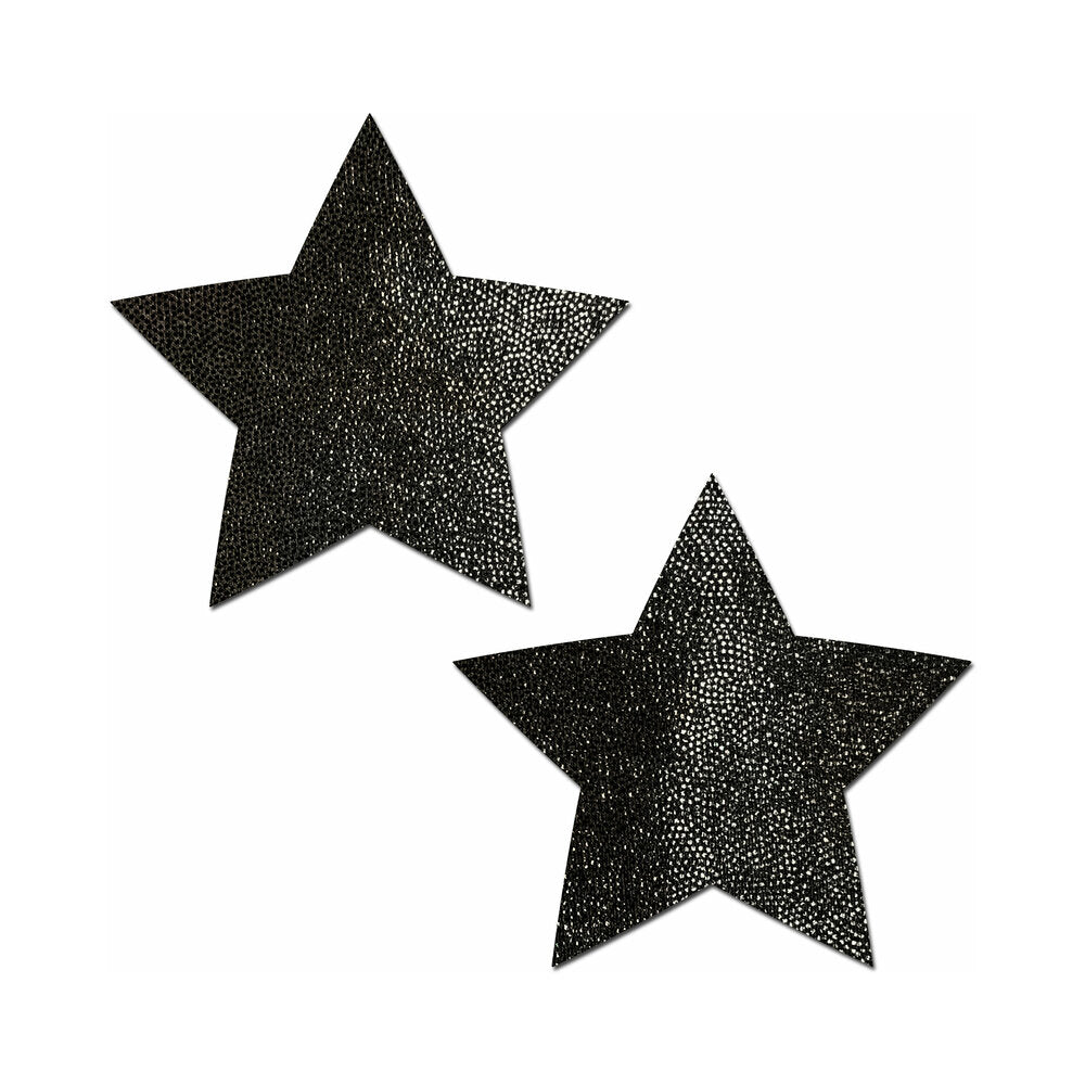 Pastease Everyday Reusable: Liquid Black Star Pasties Pastease pair of liquid-black five-point reusable star pasties