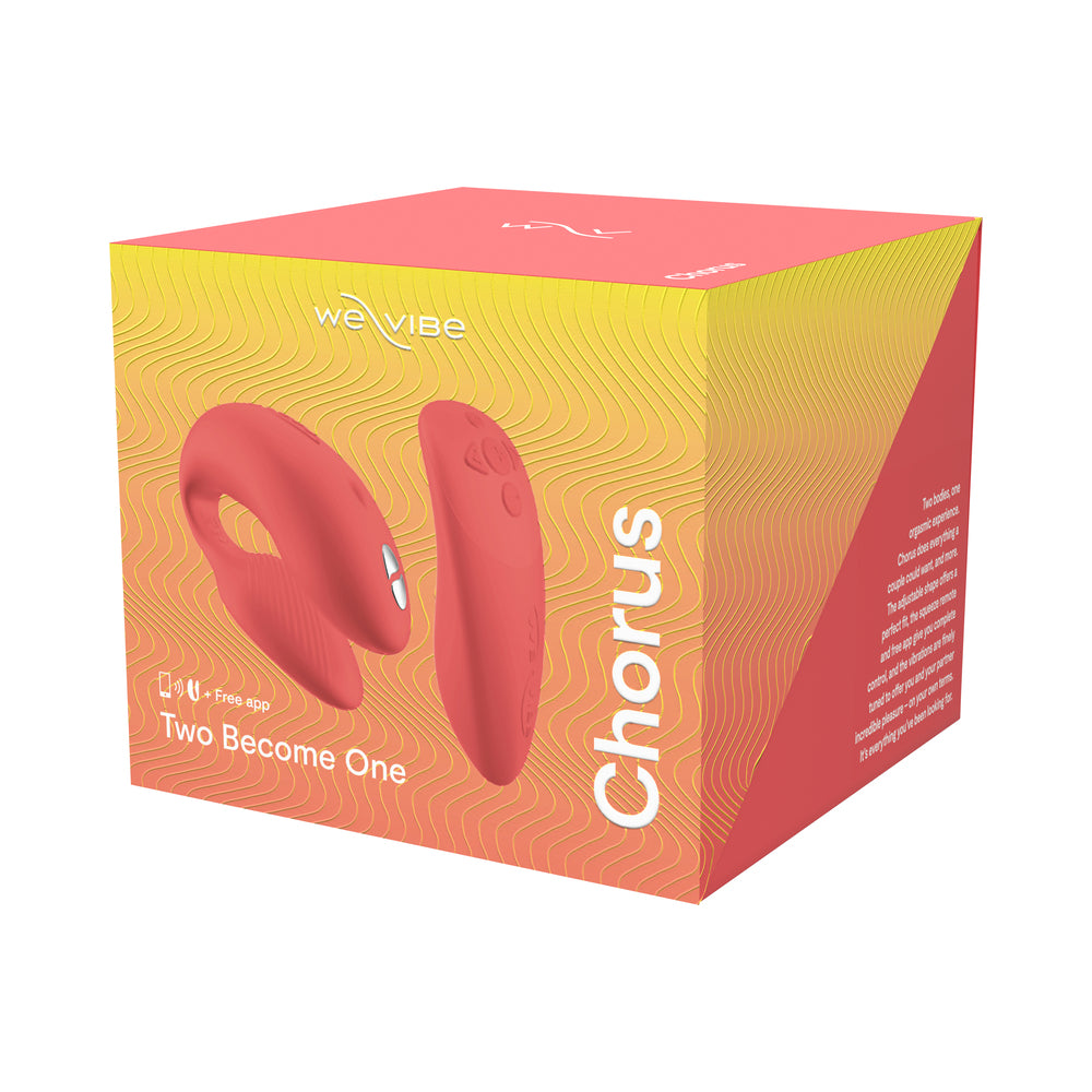 We-Vibe Chorus Couples Vibrator Crave Coral Crave Coral We-Vibe Chorus vibrator and controller pictured on orange box