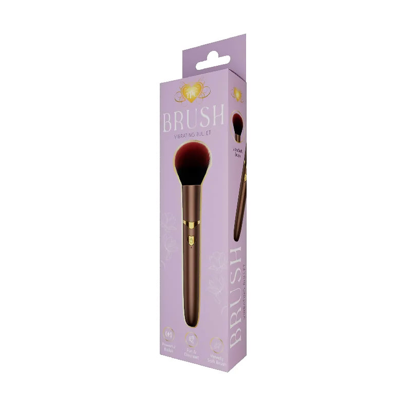 The Pleasure Company Brush Vibrating Bullet Gold Savage Me gold Brush Vibrating Bullet in purple retail box