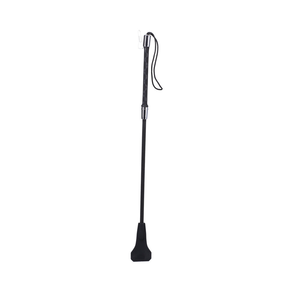 Tantus Confess Crop Onyx full-length black Tantus Confess crop with rectangular head and wrist loop
