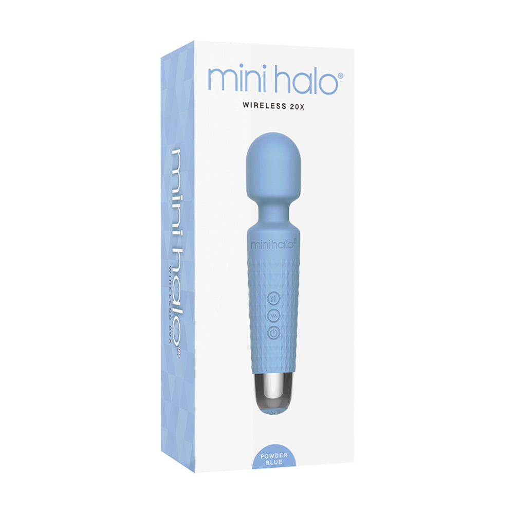 Mini Halo Wireless Wand 20X Silicone Powder Blue Powder Blue Shibari Mini Halo 20X wireless wand in retail box
