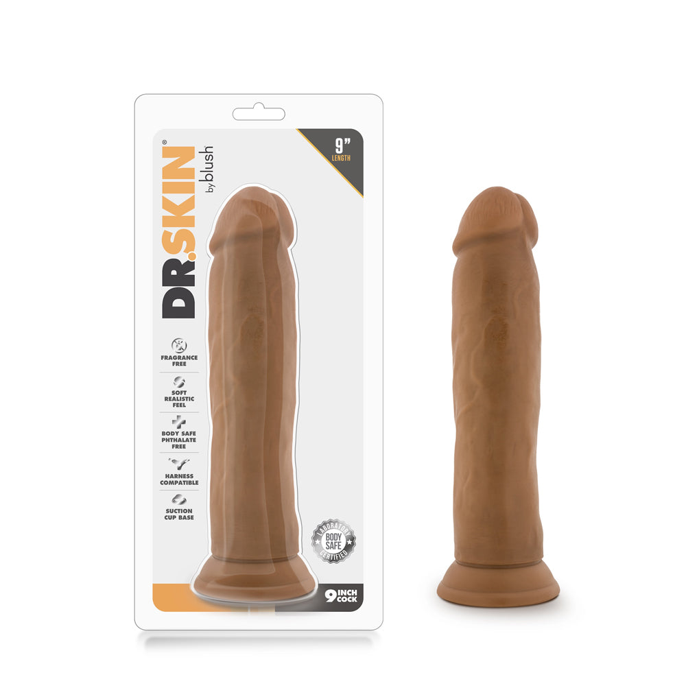 Dr. Skin Realistic 9 in. Dildo Tan Tan Dr. Skin 9-inch dildo with clear retail package