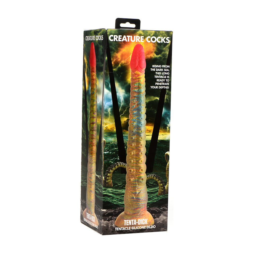 Creature Cocks Tenta-Dick Tentacle Silicone Dildo multicolor Creature Cocks Tenta-Dick tentacle dildo with red tip in ocean-themed box