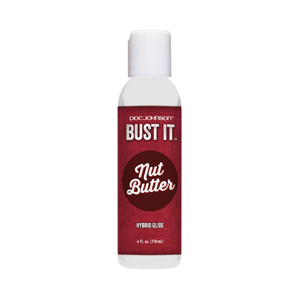 Bust It Nut Butter 4oz Doc Johnson Bust It Nut Butter white four-ounce bottle with burgundy label
