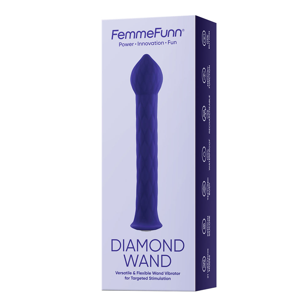 FemmeFunn Diamond Wand Rechargeable Flexible Textured Silicone Vibrator Dark Purple FemmeFunn Diamond Wand Rechargeable Flexible Textured Silicone Vibrator Dark Purple