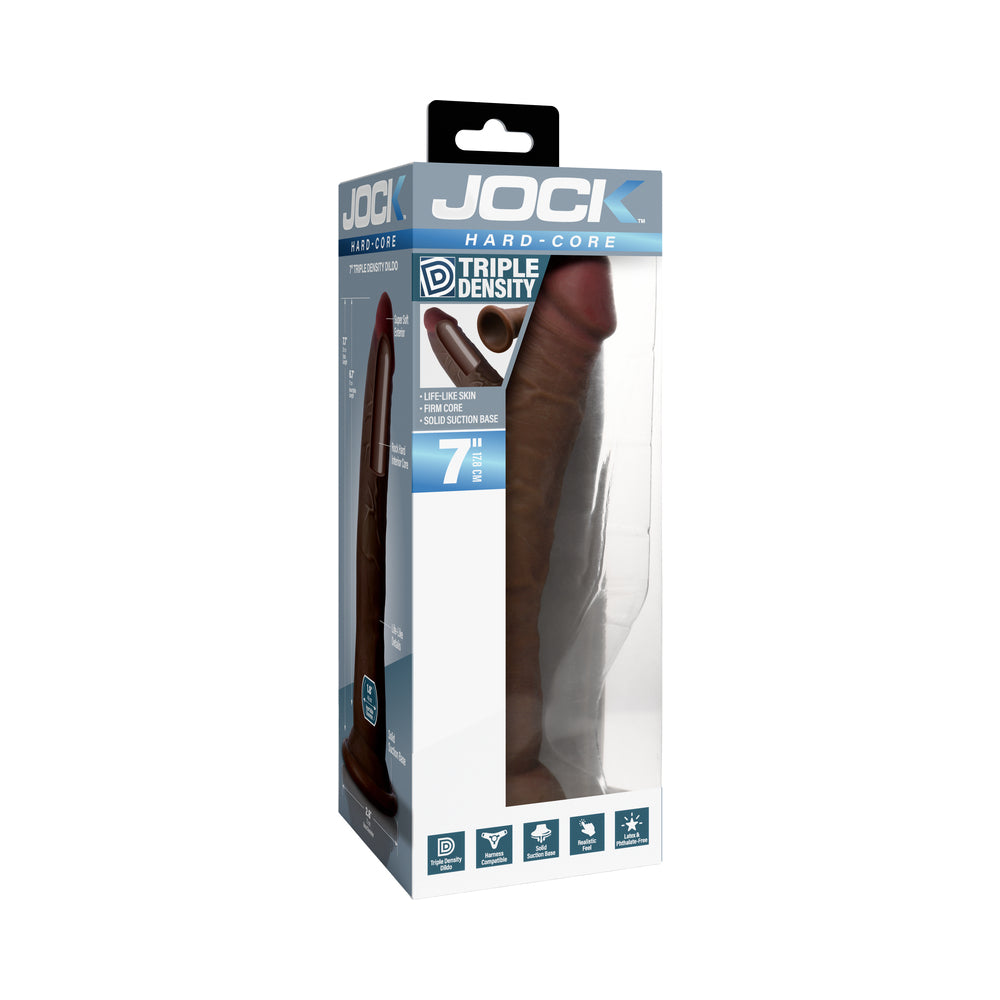 JOCK Hard-Core Triple Density Dildo 7 in. Dark JOCK Hard-Core dark-brown 7-inch dildo in retail box