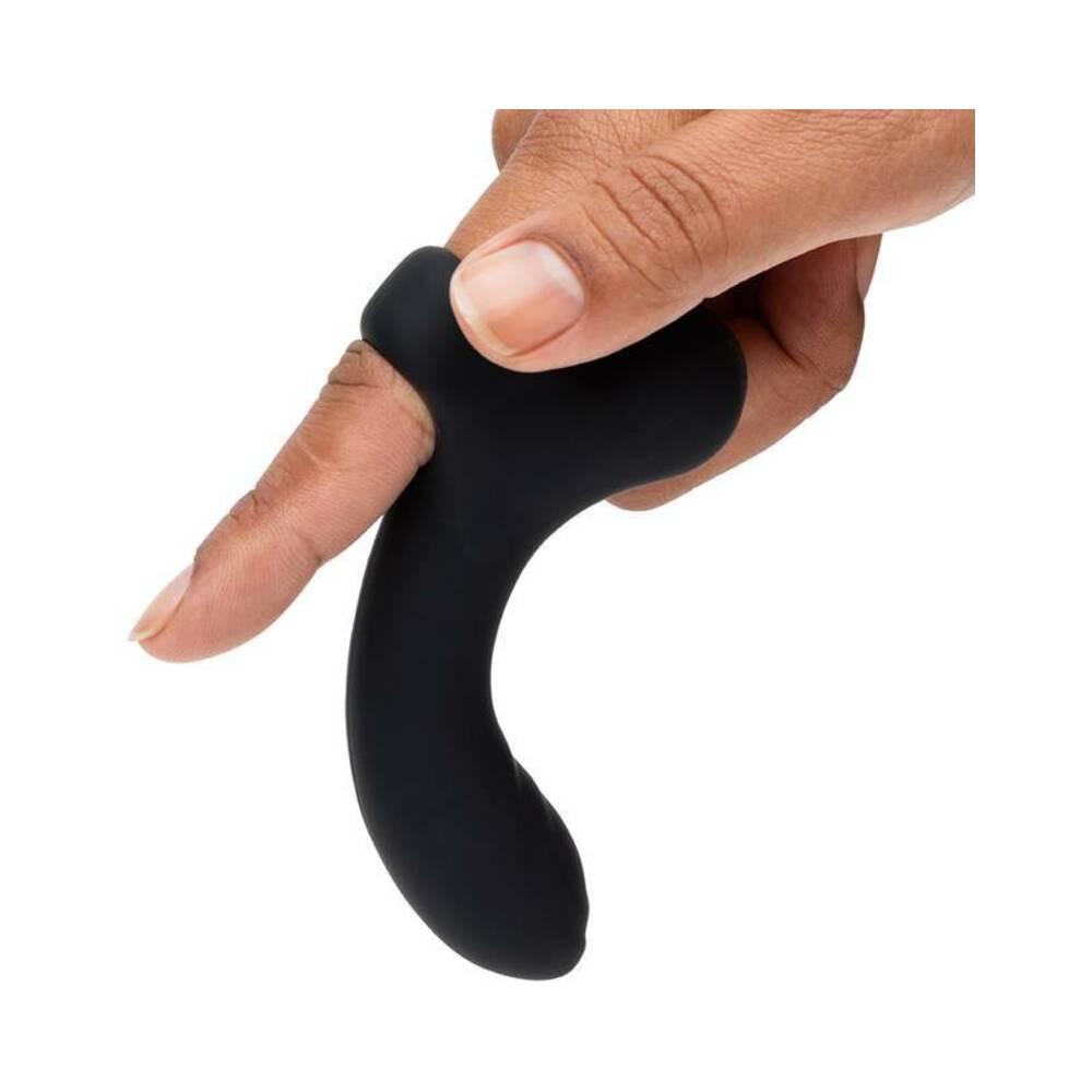 Fifty Shades of Grey Sensation Rechargeable Silicone G-Spot Finger Vibrator Black Black Fifty Shades Sensation vibrator fitted over one finger
