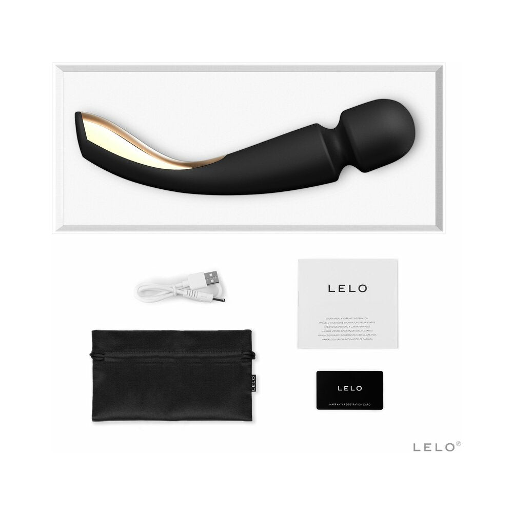 LELO SMART WAND 2 Large Rechargeable Wand Vibrator Black Black LELO SMART WAND 2 Large set with cable card pouch and white box