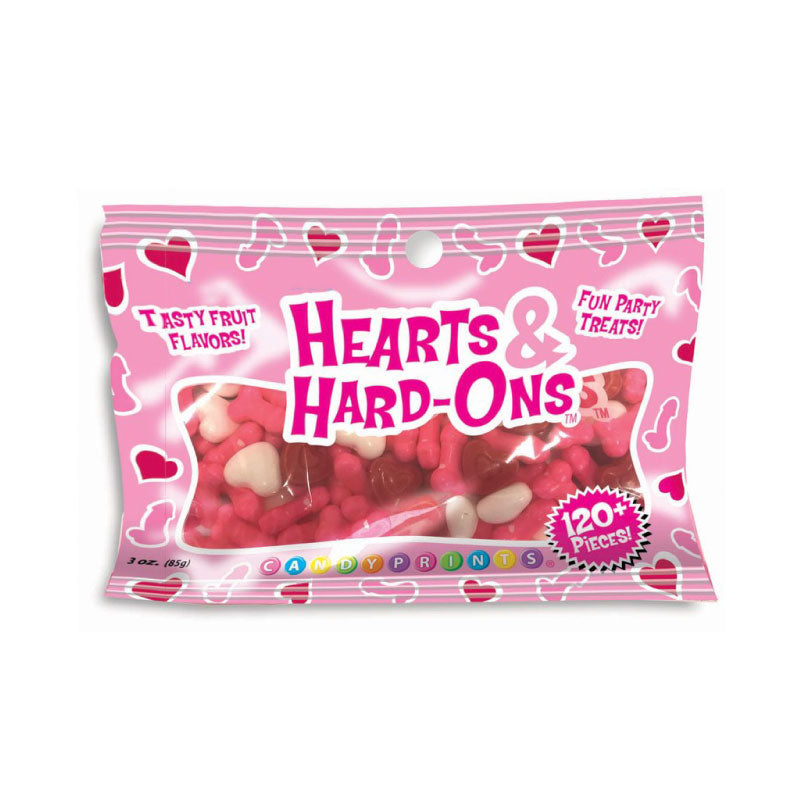 Hearts And Hard Ons 3 Oz Bag Hearts and Hard Ons clear three-ounce novelty candy bag