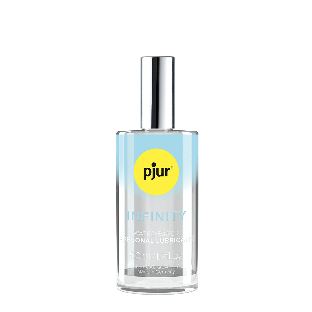 Pjur Infinity clear 1.7 oz bottle with yellow label