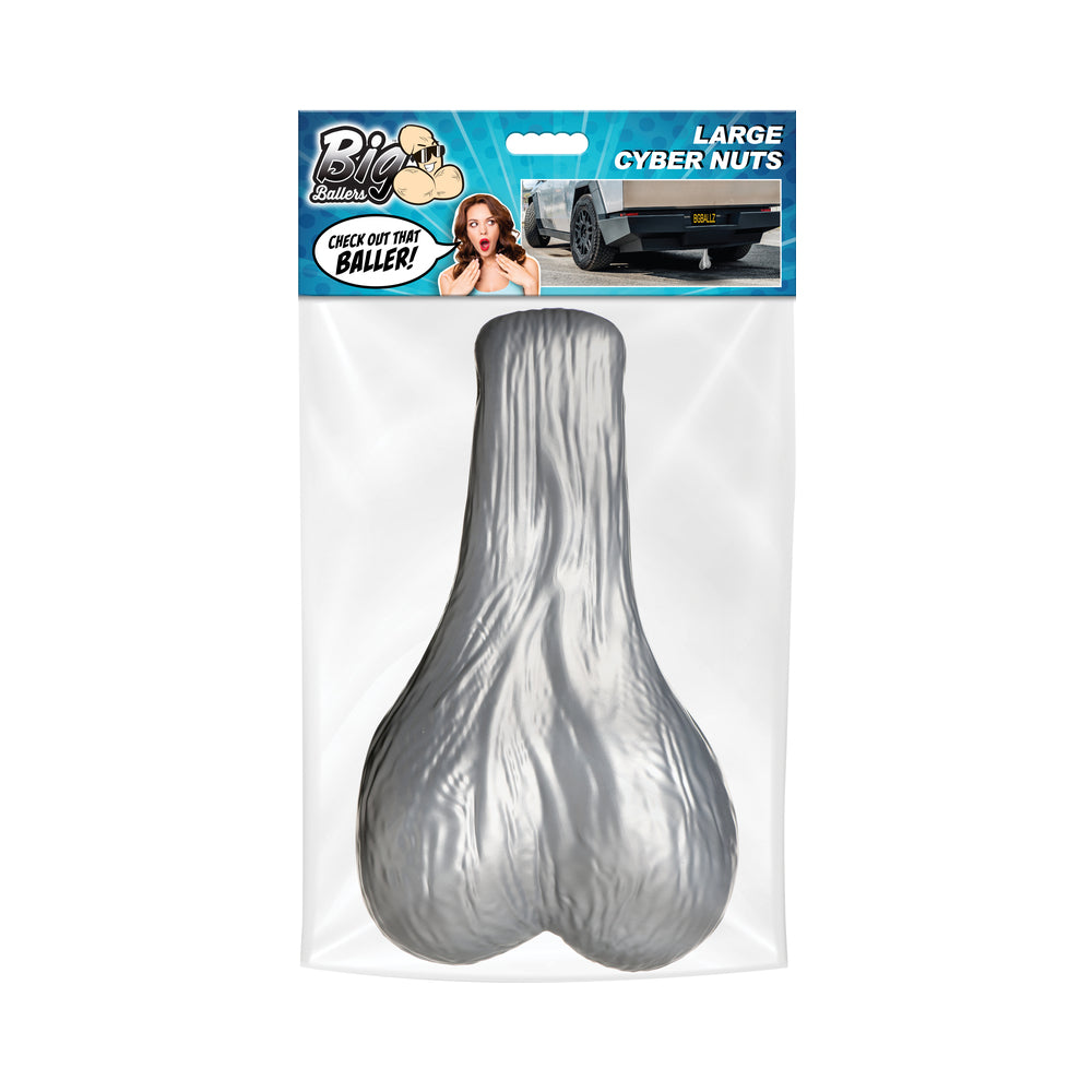 Big Ballers Large Truck Nuts Silver Big Ballers large silver textured plastic truck nuts in clear hanging bag