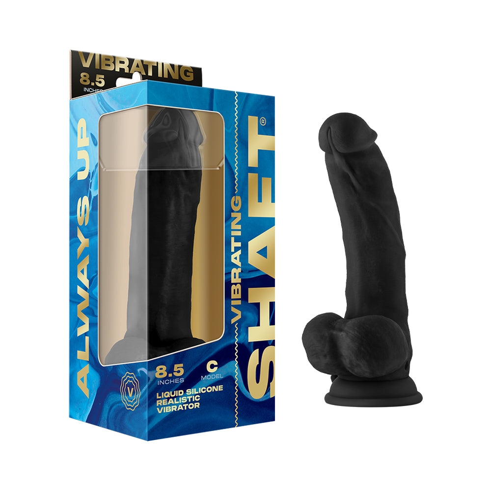 Shaft Vibrating Model C 8.5 in. Black Shaft Vibrating Model C 8.5-inch black dong beside blue box