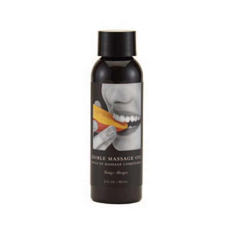 Earthly Body Edible Massage Oil Mango 2oz Earthly Body Mango 2 oz massage oil in black bottle with fruit label