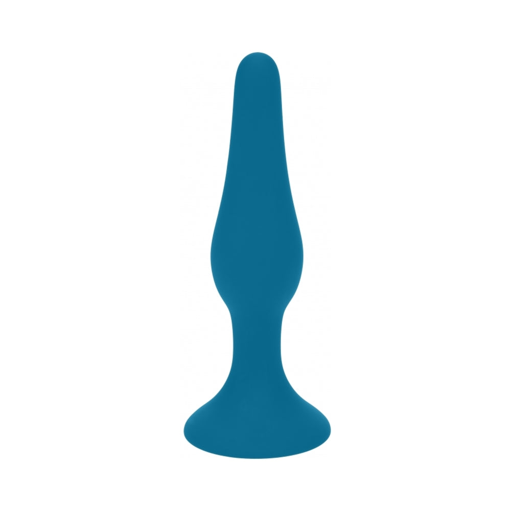 LEVELZ Slim Silicone Anal Plug Small Teal Small teal LEVELZ slim plug with wide circular flared base