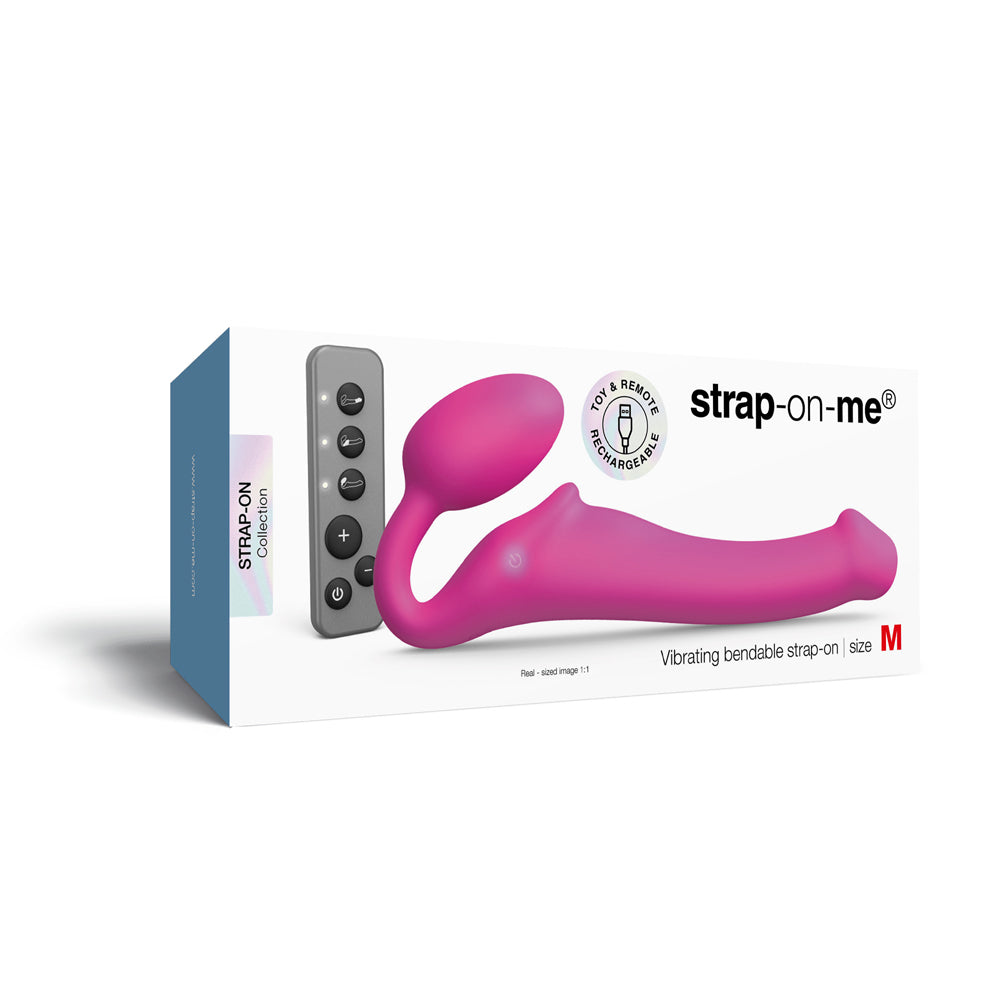 Strap-On-Me Vibrating Bendable Strapless Strap-On Fuchsia Medium Fuchsia Strap-On-Me Medium vibrating bendable strapless strap-on on box