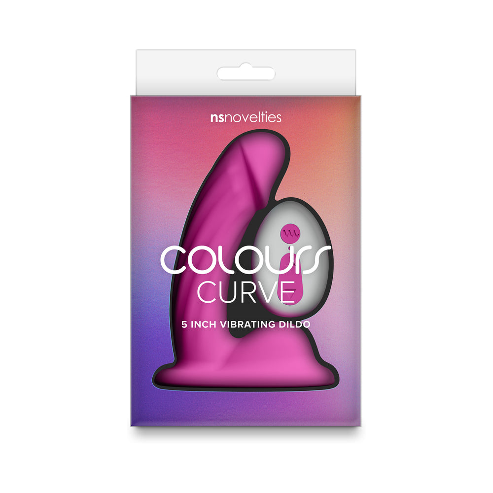 Colours Curve Vibrating 5 in. Dildo Pink Pink Colours Curve vibrating dildo pictured on retail box