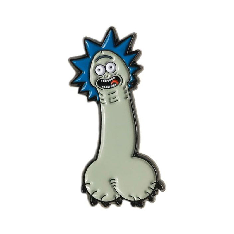 Geeky & Kinky The Gray Dick Enamel Pin gray novelty character enamel pin with blue spiked hair and wide eyes