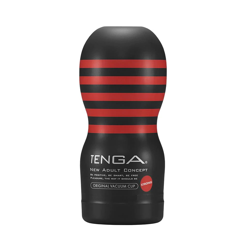 Tenga Original Vacuum Cup Strong Black Tenga Strong Original Vacuum Cup with horizontal red bands