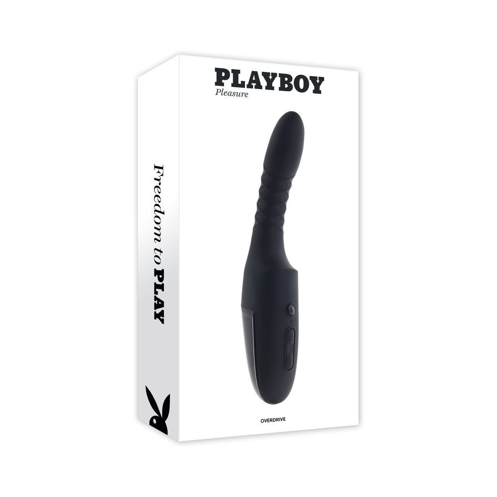 Playboy Overdrive 2 AM Playboy Overdrive 2 AM black vibrator beside retail box