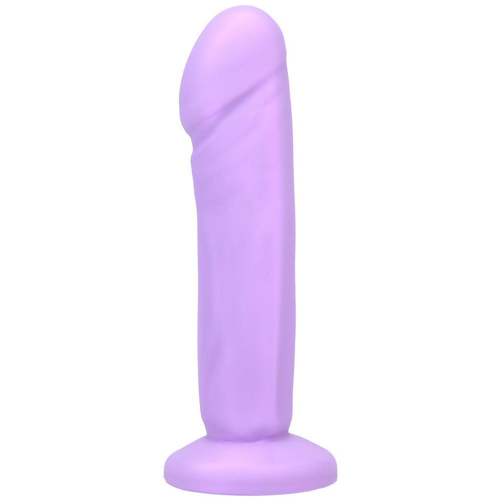 Tantus Vamp Dildo Lavender Left angle of lavender Tantus Vamp with rounded defined head