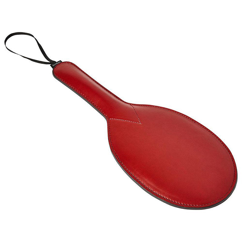 Sportsheets Saffron Ping Pong Paddle Red Sportsheets Saffron red ping pong style paddle with black wrist loop