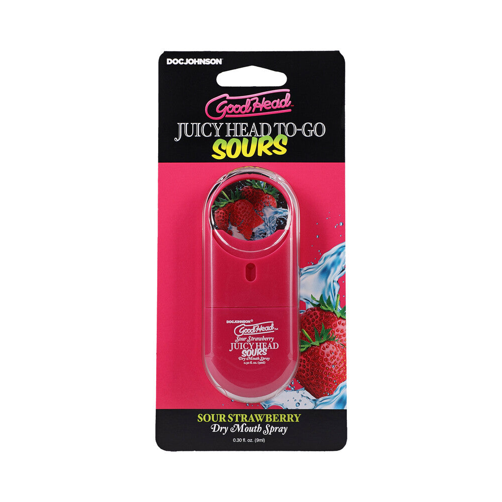 GoodHead Juicy Head Dry Mouth Spray To-Go Sour Strawberry 0.3 oz. GoodHead Juicy Head Sour Strawberry 0.3 oz spray red pocket atomizer on strawberry card