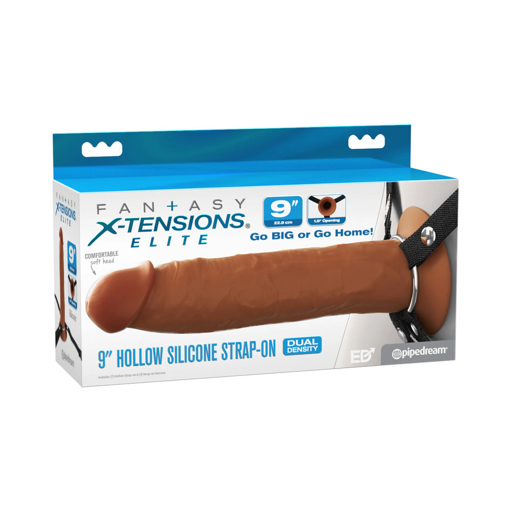 Fantasy X-Tensions Elite Silicone Hollow Strap-On Dual Density 9in Brown Fantasy X-Tensions Elite Silicone Hollow Strap-On Dual Density 9in Brown