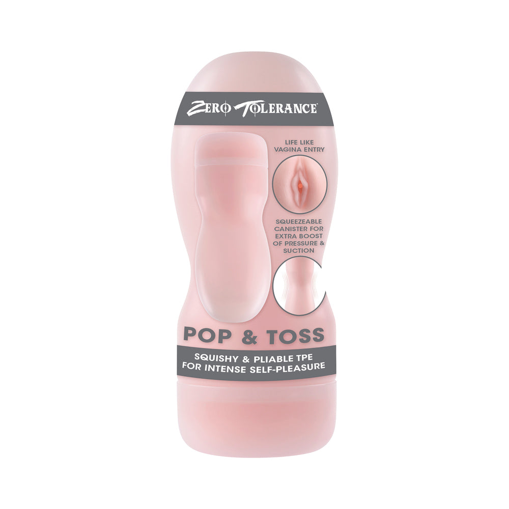Zero Tolerance Pop & Toss Squeezable Stroker Beige Zero Tolerance Pop and Toss stroker with printed wrap